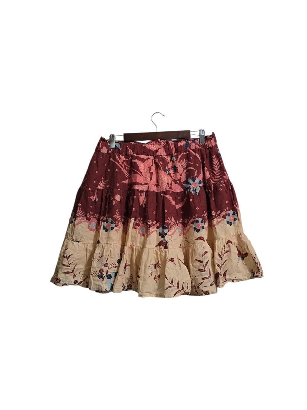 Othilia Anthropologie Thessaly Boho Floral Tiered Mini Skirt Sz L